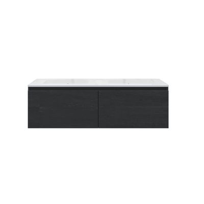 Badkamermeubelset Gliss Eros 140 cm Met Wastafel Zwart Eiken