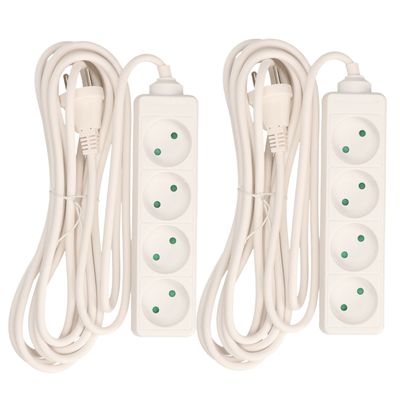 2x Stekkerdoos 4-voudig wit 5 meter