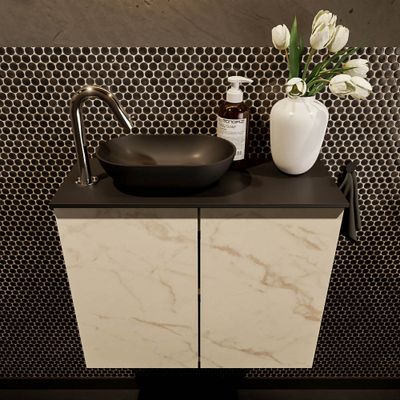 Mondiaz Fowy toiletmeubel 60cm Carrara met blad en waskom urban links 1 kraangat