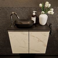 Mondiaz Fowy toiletmeubel 60cm Carrara met blad en waskom urban links 1 kraangat