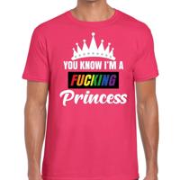 Pride shirt - You know i am a fucking Princess - roze t-shirt - heren - regenboog