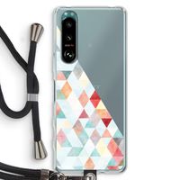 Gekleurde driehoekjes pastel: Sony Xperia 5 III Transparant Hoesje met koord