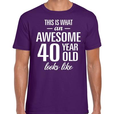 Awesome 40 year - geweldige 40 jaar cadeau t-shirt - paars - voor heren - Verjaardag cadeau