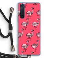 Flamingo: Sony Xperia 5 II Transparant Hoesje met koord