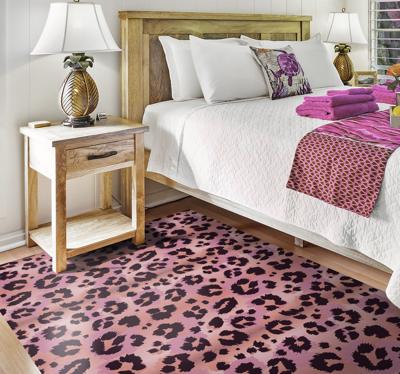 Vinyl vloerkleed met dierenprint Roze luipaard