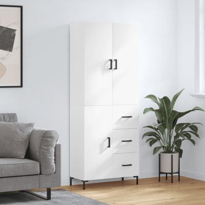 Hoge kast 69,5x34x180 cm bewerkt hout wit