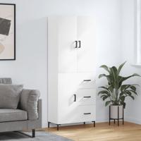 Hoge kast 69,5x34x180 cm bewerkt hout wit