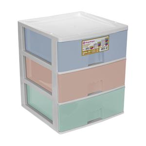 Ladeblokje/bureau organizer 3x grote lades - multi kleuren - L38 x B38 x H44 cm - kunststof