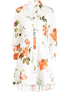 ERDEM robe-chemise courte à fleurs - Blanc