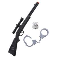 Verkleed geweer en accessoires set - politie agent - 3-delig - kinderen - Carnaval - wapen