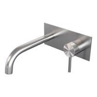 BRAUER Stripe Inbouw Wastafelmengkraan - gebogen uitloop en afdekplaat - model A1 - RVS-kleurig geborsteld PVD 5-NG-329 BRAUER Stripe Inbouw Wastafelmengkraan - gebogen uitloop en afdekplaat - model A1 - RVS-kleurig geborsteld PVD 5-NG-329