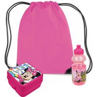 Disney Minnie Mouse lunchbox set voor kinderen - 3-delig - roze - incl. gymtas/schooltas - thumbnail