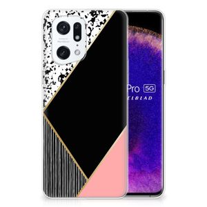 OPPO Find X5 Pro TPU Hoesje Zwart Roze Vormen