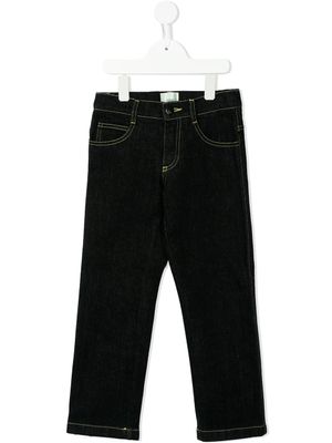 Fendi Kids jean droit à logo imprimé - Bleu