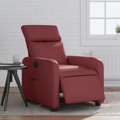 Fauteuil verstelbaar elektrisch kunstleer wijnrood