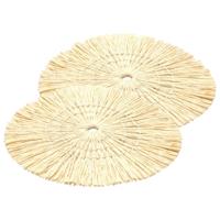 Placemat - 2x - D38 cm - gevlochten riet - beige - bohemian style
