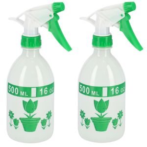 2x stuks waterverstuiver/plantenspuit transparant 500 ml