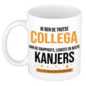 Cadeau koffie/thee mok voor collega - oranje - afscheid collega - keramiek - 300 ml