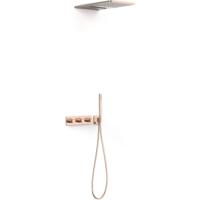 Regendouche set Tres B-System | Inbouw | Thermostaatkraan | 3-weg | Rechthoekig | 24k Rose goud