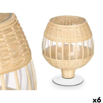 Kaarshouder Gift Decor SG-30540 SG-30540 Transparant Natuurlijk Glas Rotan 18 x 22 x 18 cm (6 Stuks)