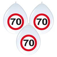 Ballonnen 70 jaar - 8x stuks - verkeersbord - feestballonnen - 70e verjaardag