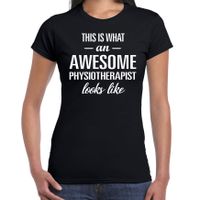 Awesome physiotherapist / geweldige fysiotherapeut cadeau t-shirt zwart voor dames - thumbnail