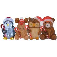 Kerstverlichting figuren - set 4x st - beer - uil - rendier - pinguin - 24 cm - LED - thumbnail