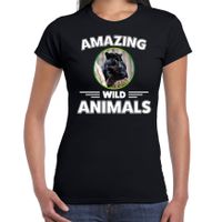 T-shirt zwarte panters amazing wild animals / dieren zwart voor dames