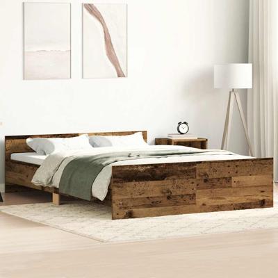 Bedframe zonder matras bewerkt 120x190 cm bewerkt hout oud