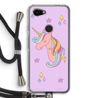 Roze eenhoorn: Pixel 3a Transparant Hoesje met koord