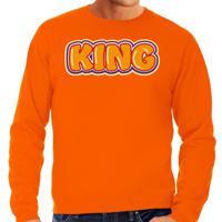 Bellatio Decorations Koningsdag sweater voor heren - King - oranje - feestkleding 2XL  -