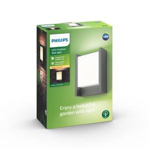 Philips - Arbour buitenwandlamp warmwit licht breed