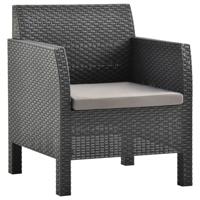 Tuinstoel met kussen antraciet 63x65x76 cm PP rattan