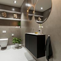 Toiletmeubel Mondiaz Ture | 80 cm | Meubelkleur Urban | Eden wastafel Talc Links | Zonder kraangat