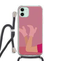Pink boots: iPhone 11 Transparant Hoesje met koord