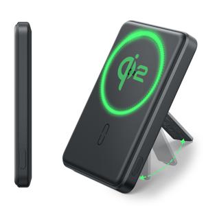 Qi2 5,000 mAh MagSlim Kickstand Power Bank Black