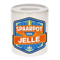 Kinder spaarpot met naam - Jelle - keramiek - met dop - wit - Sparen - Spaargeld van Jelle