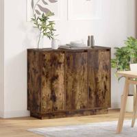 LED Sideboard Gerookt eiken 90 x 32 x 75 cm Bewerkt hout