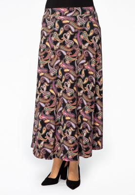 Yoek Lange rok PAISLEY | Zwart | Maat 42/44