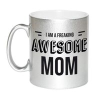 Mama / moeder cadeau mok zilver / I am a freaking awesome mom verjaardag / Moederdag   - - thumbnail