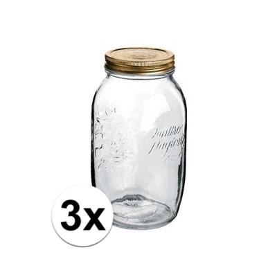 Bormioli Rocco Weckpot/inmaakpot - 3x stuks - 1,5 Liter - glas - met draaideksel - 21 x 10 cm