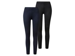 esmara 2 dames leggings (XS (32/34), Zwart/donkerblauw)