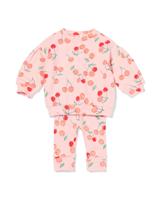 HEMA Babykleding sweatset comfy fit rib kersen lichtroze (lichtroze) - thumbnail