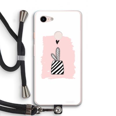 Zwart-wit cactus: Pixel 3 XL Transparant Hoesje met koord
