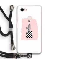 Zwart-wit cactus: Pixel 3 XL Transparant Hoesje met koord