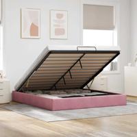 Ottoman bedframe zonder matras 200x200 cm fluweel roze