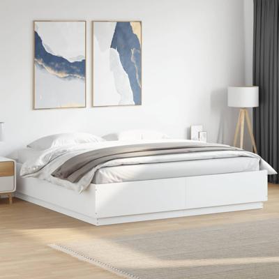 Bedframe massief hout wit 200x200 cm
