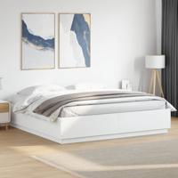 Bedframe massief hout wit 200x200 cm