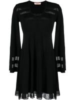 TWINSET robe courte nervurée à col v - Noir