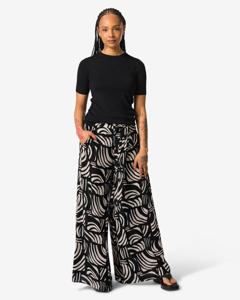 HEMA Damesbroek Remmy Wide Leg Abstract Zwart (zwart)